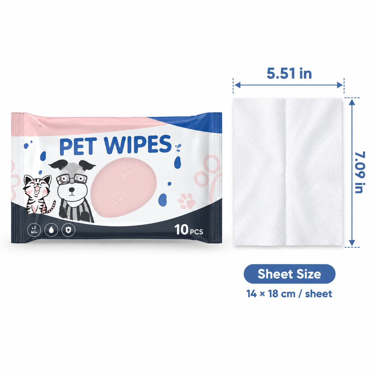 Pet Cleaning Wipes for Cats and Dogs, Gentle Daily Care Wipes for Face, Ears and Body Cleaning