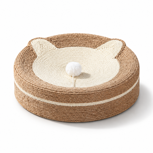 Natural Sisal Cat Scratcher Bed Round Cat Nest with Scratching Surface
