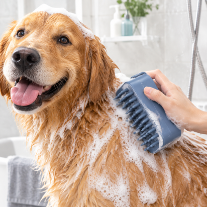 Pet Bath Brush for Dogs and Cats, Silicone Grooming Brush with Massage Cleaning Function